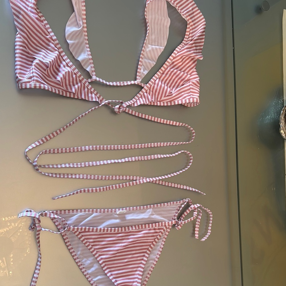 Striped Pink Bikini Set